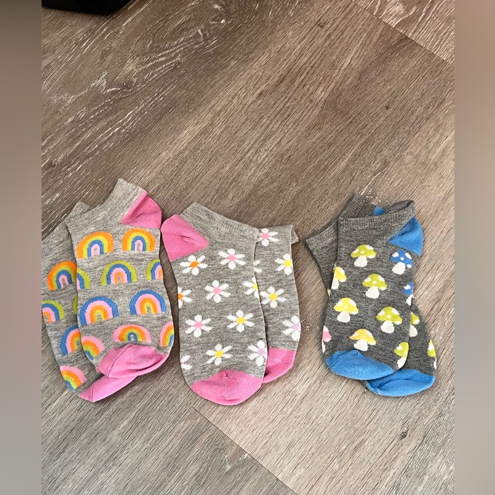 Colorful Kids Socks Set - Rainbow, Daisy, Mushroom Designs